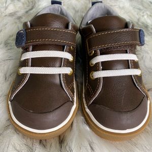 See Kai Run-Brown Leather Velcro Sneaker